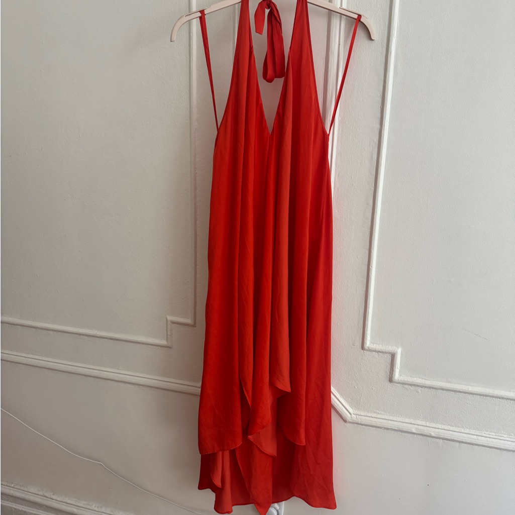 Coral Bcbg Max Azria Backless Halter Dress Size Small